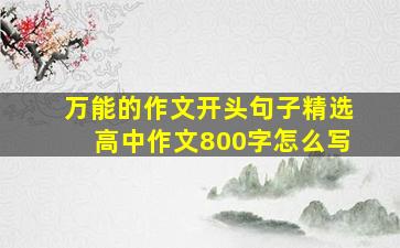 万能的作文开头句子精选高中作文800字怎么写