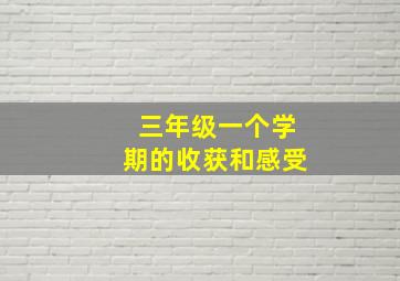 三年级一个学期的收获和感受