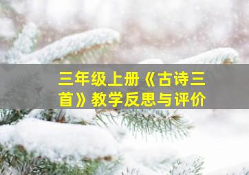 三年级上册《古诗三首》教学反思与评价