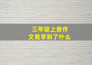 三年级上册作文我学到了什么