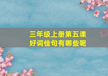 三年级上册第五课好词佳句有哪些呢