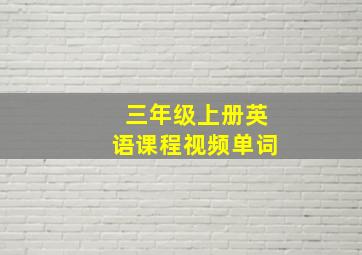 三年级上册英语课程视频单词