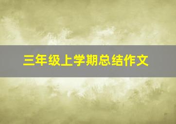 三年级上学期总结作文