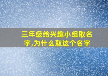 三年级给兴趣小组取名字,为什么取这个名字