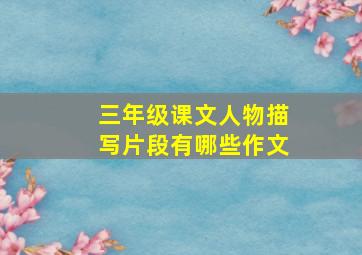 三年级课文人物描写片段有哪些作文