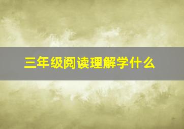 三年级阅读理解学什么