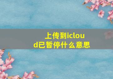 上传到icloud已暂停什么意思