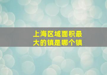 上海区域面积最大的镇是哪个镇