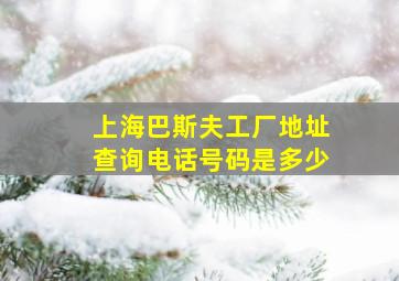 上海巴斯夫工厂地址查询电话号码是多少