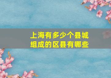 上海有多少个县城组成的区县有哪些