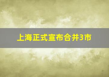 上海正式宣布合并3市