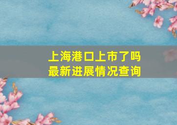 上海港口上市了吗最新进展情况查询