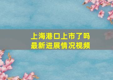 上海港口上市了吗最新进展情况视频