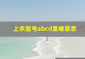 上衣型号abcd是啥意思