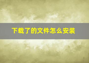 下载了的文件怎么安装