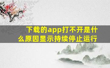 下载的app打不开是什么原因显示持续停止运行