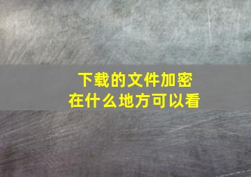 下载的文件加密在什么地方可以看