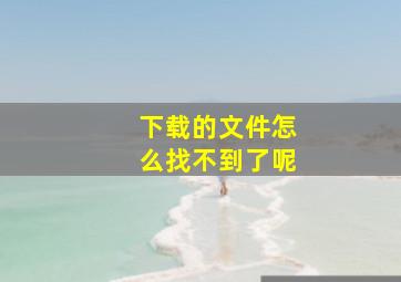 下载的文件怎么找不到了呢