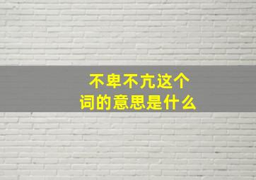 不卑不亢这个词的意思是什么