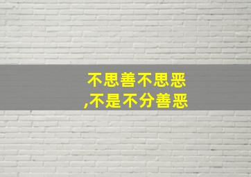 不思善不思恶,不是不分善恶