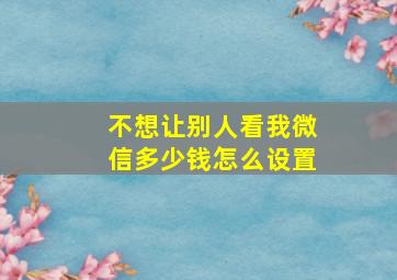 不想让别人看我微信多少钱怎么设置