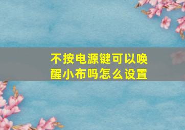 不按电源键可以唤醒小布吗怎么设置