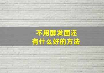 不用酵发面还有什么好的方法