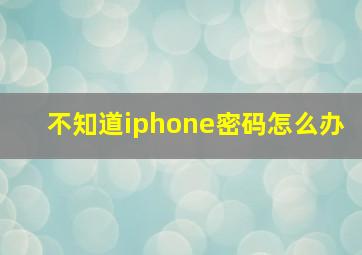 不知道iphone密码怎么办