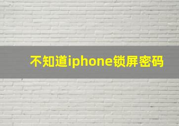 不知道iphone锁屏密码