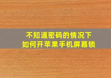 不知道密码的情况下如何开苹果手机屏幕锁