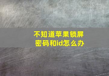 不知道苹果锁屏密码和id怎么办