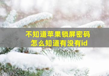 不知道苹果锁屏密码怎么知道有没有id