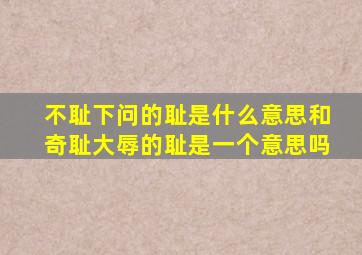 不耻下问的耻是什么意思和奇耻大辱的耻是一个意思吗