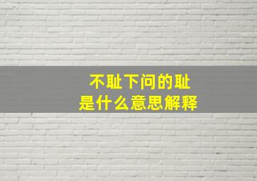 不耻下问的耻是什么意思解释