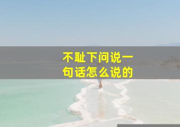 不耻下问说一句话怎么说的