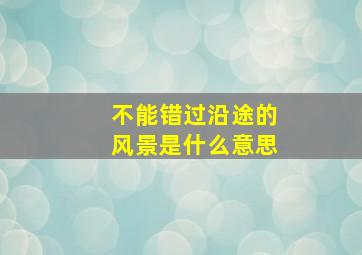 不能错过沿途的风景是什么意思