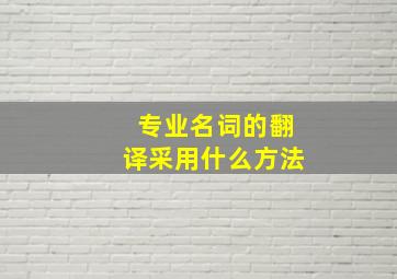 专业名词的翻译采用什么方法