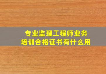 专业监理工程师业务培训合格证书有什么用