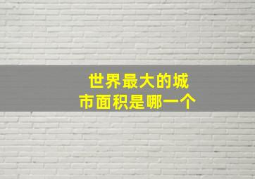 世界最大的城市面积是哪一个