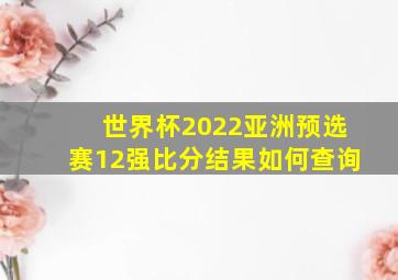 世界杯2022亚洲预选赛12强比分结果如何查询