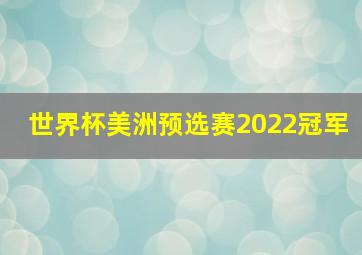 世界杯美洲预选赛2022冠军