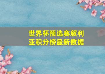 世界杯预选赛叙利亚积分榜最新数据