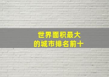 世界面积最大的城市排名前十