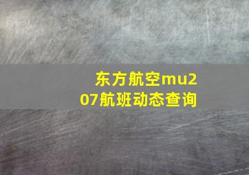 东方航空mu207航班动态查询