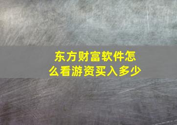 东方财富软件怎么看游资买入多少