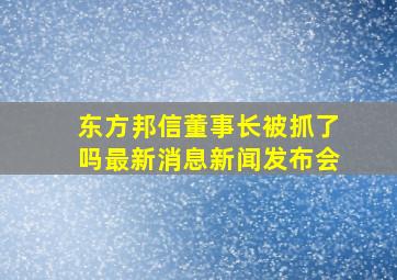 东方邦信董事长被抓了吗最新消息新闻发布会