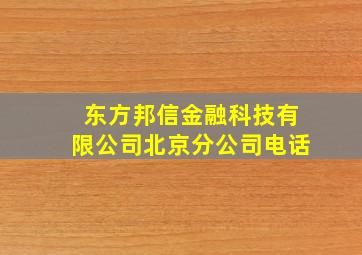 东方邦信金融科技有限公司北京分公司电话