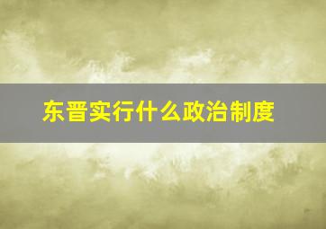 东晋实行什么政治制度