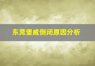 东莞堡威倒闭原因分析