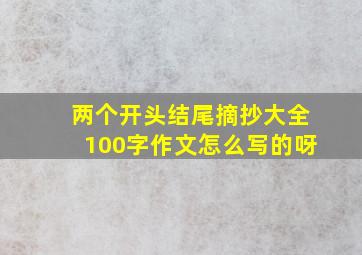 两个开头结尾摘抄大全100字作文怎么写的呀